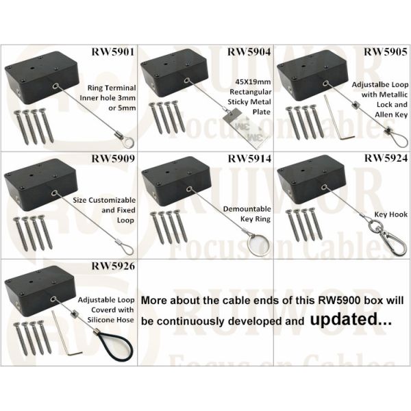 RW5904 Cuboid Heavy Duty Retractable Tether Pause Function Optional Plus Rectangular Sticky Metal Plate