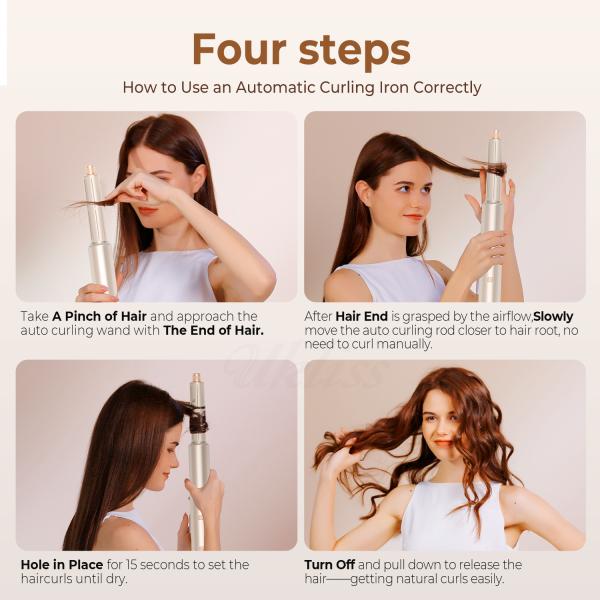 Cold 4 Gear 8 in 1 Hair Styler 110 000 RPM Speed Negative Ionic Hair Dryer Automatic Curling Iron Volumizer Straightener