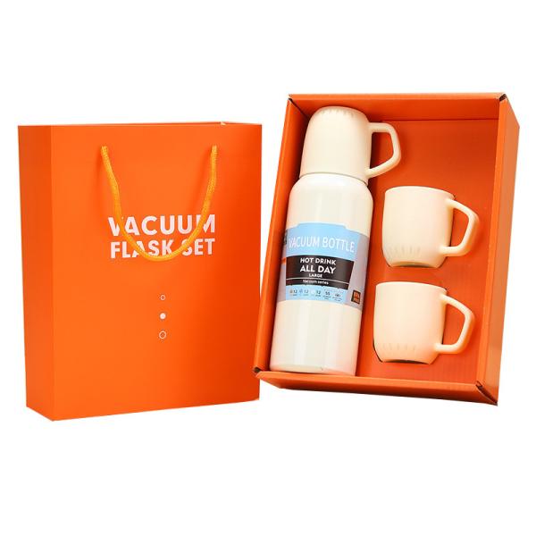 304 Stainless Steel Vacuum Insulated Bottle Set for Business Gift Box 3 Lids Included