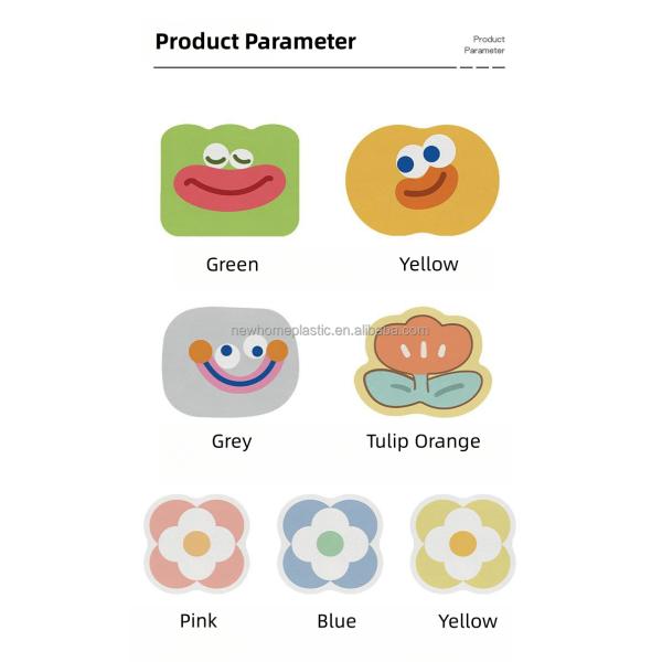 Square Waterproof Anti-Slip Kitchen Dish Draining Mat with Contemporary Cartoon Print