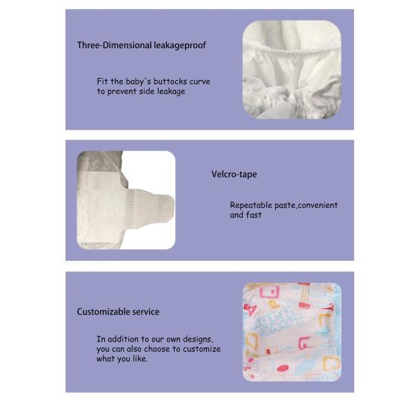 Biodegradable Size S Size M OEM Disposable Baby Diapers Environmentally Friendly