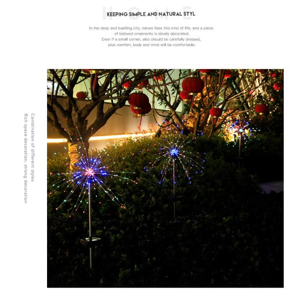 IP65 Rated Solar Lawn Ground Insert Fireworks Lights for Holiday Decoration OEM ODM