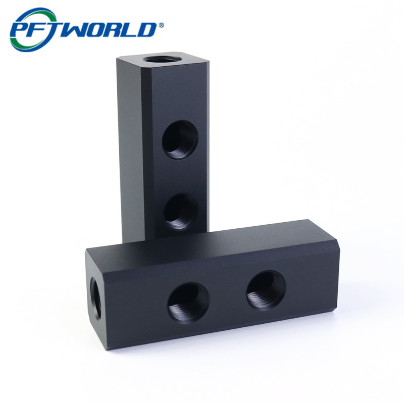 Custom CNC Machined 6061 Aluminum Threaded Block | Precision Milling & Black Anodizing
