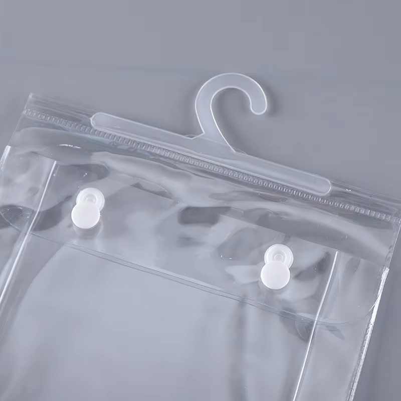 Wholesale polyvinyl chloride zipper bags with hooks - waterproof and reusable cosmetic travel bags - bulk durable storage tissues for sale