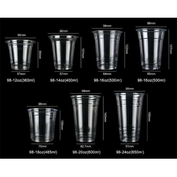 Printed Logo 16oz Clear Iced Coffee Soda Food Grade Cold Drink Plastic PET Cups