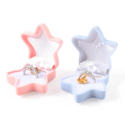 personalized hign quality flip starfish velvet ring box jewelry packaging