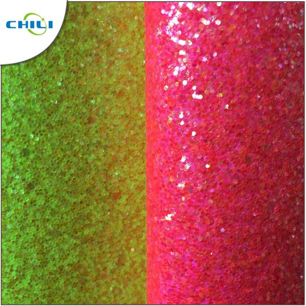 Shinny Synthetic Glitter Faux Leather Red Green Color Non Woven Type Non Toxic