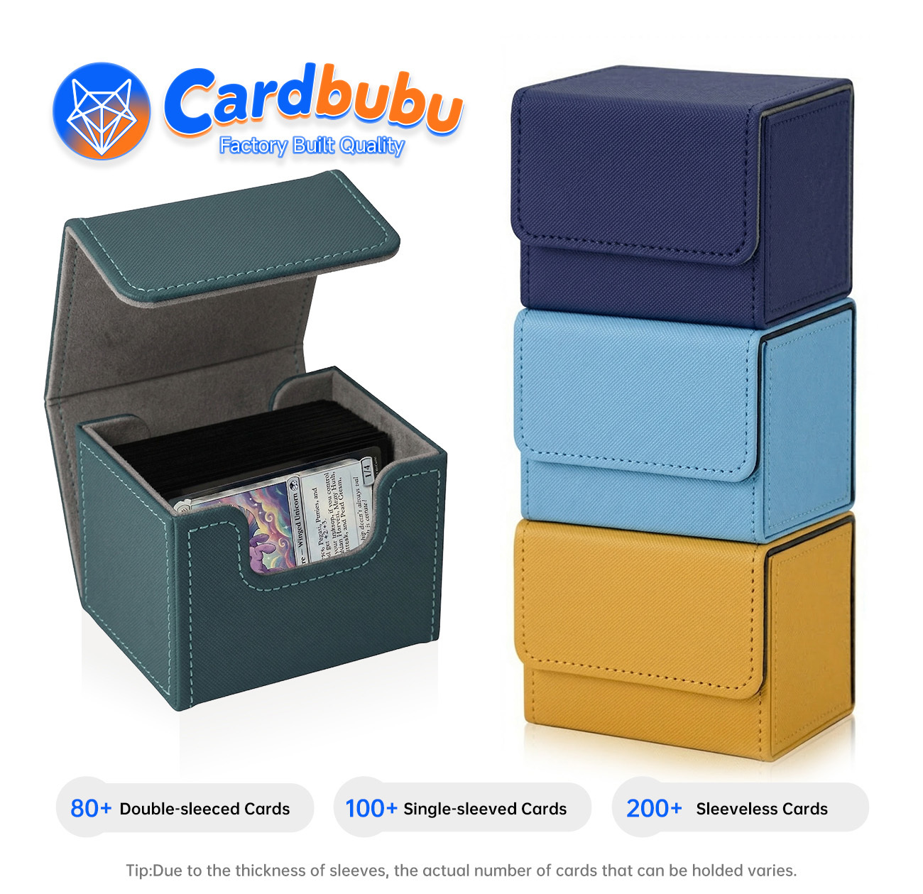 3.95in Personalized Leather Playing Card Case PP Soft Inner TCG Storage Box