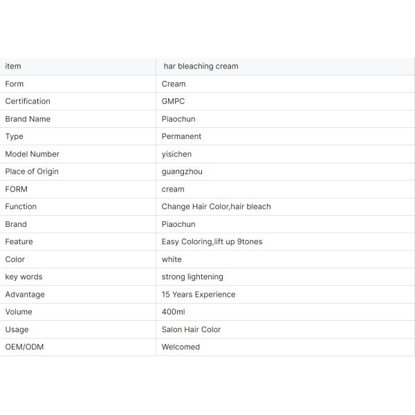 Gentle Cruelty Free White Hair Lightening Cream Salon Use For Men And Women