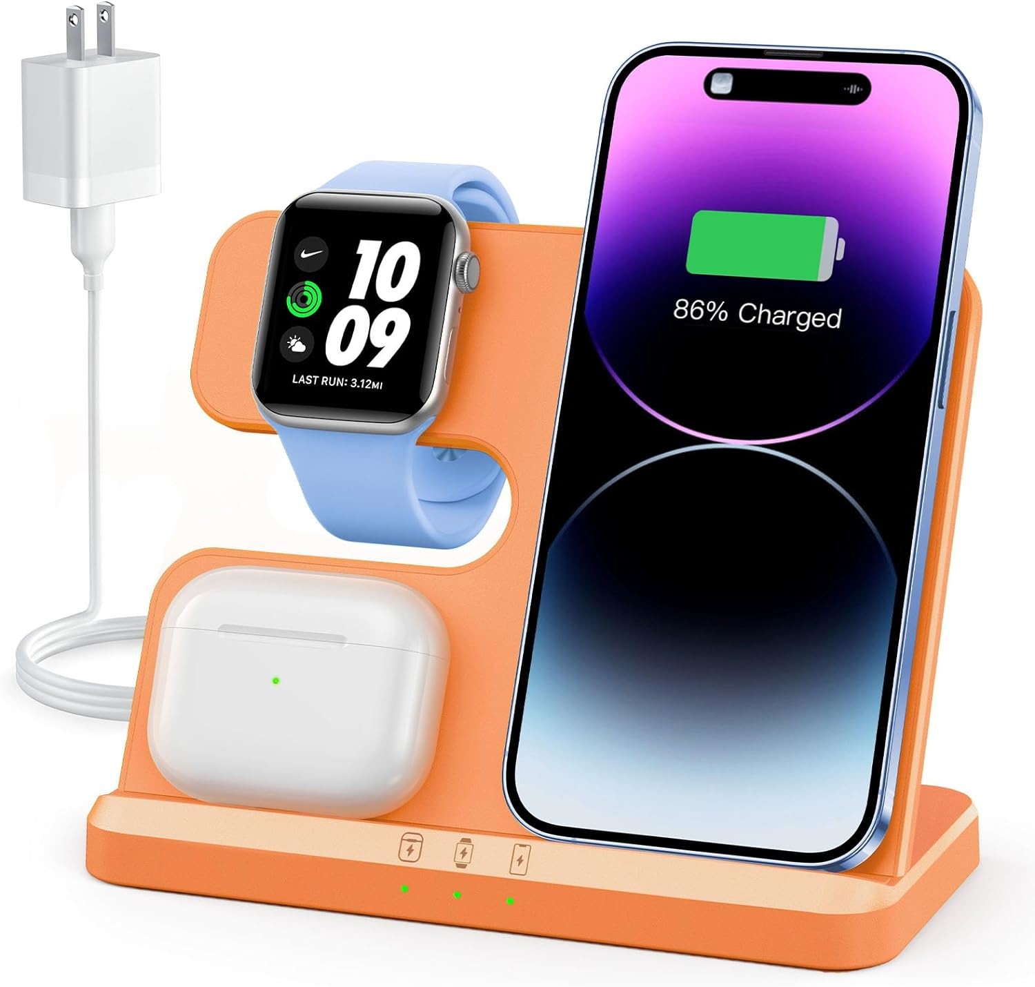 Зарядная станция 3 в 1 для iPhone, беспроводное зарядное устройство для iPhone 15 14 13 12 11 X Pro Max & Apple Watch - Беспроводное зарядное устройство