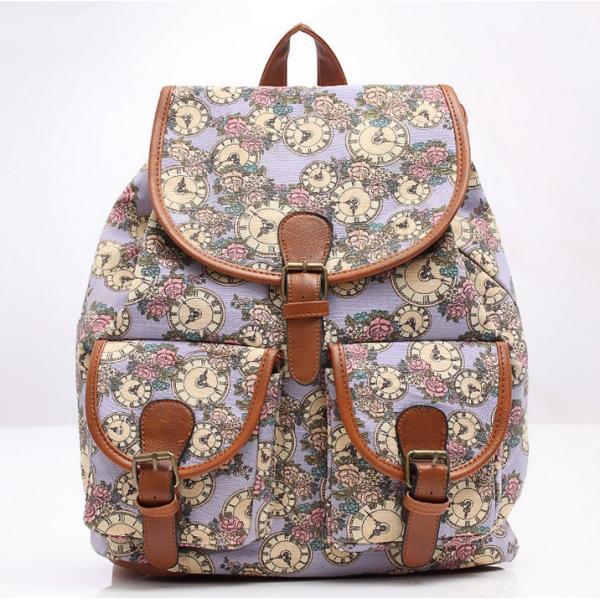 2016 new spring and summer fashion casual female bag printing canvas backpack