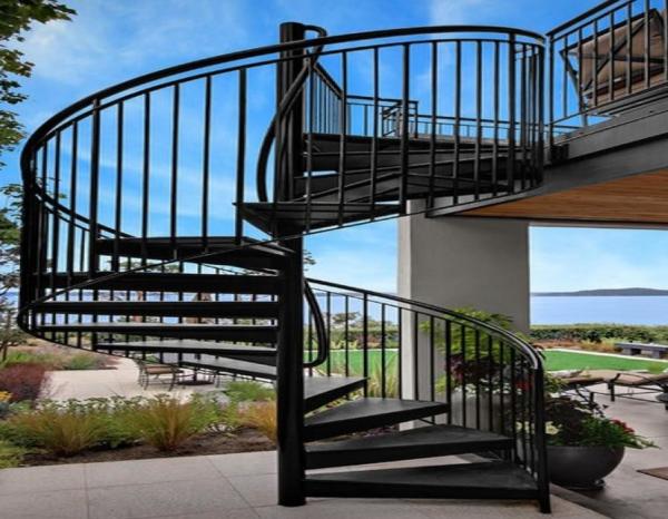 Customization Metal Spiral Staircase Stainless Steel Raillling Uninterrupted View