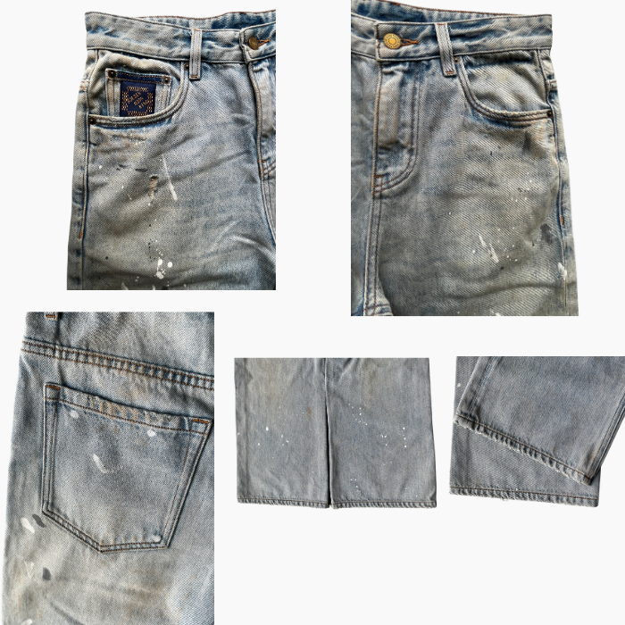 Paint Splatter Men's Jeans Mid Waist Flare Bootcut Jeans Light Wash