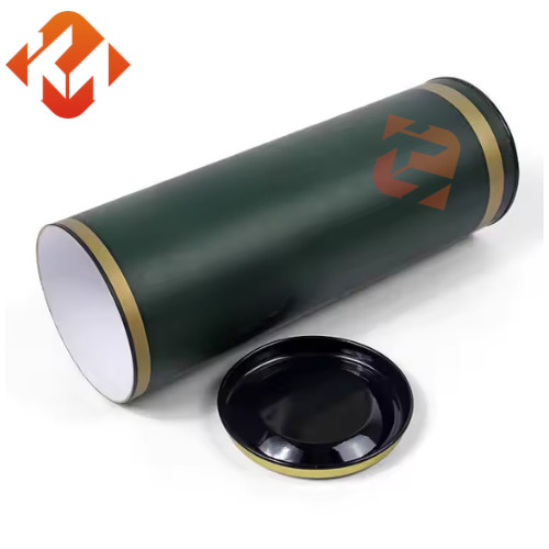 Embalaje de tubos de vino cilíndricos Tubo de frasco de papel Kraft con cubierta de hojalata metálica