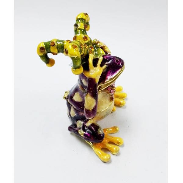 Chimbing frog hinged trinket box metal trinket box treasure box metal jewelry box