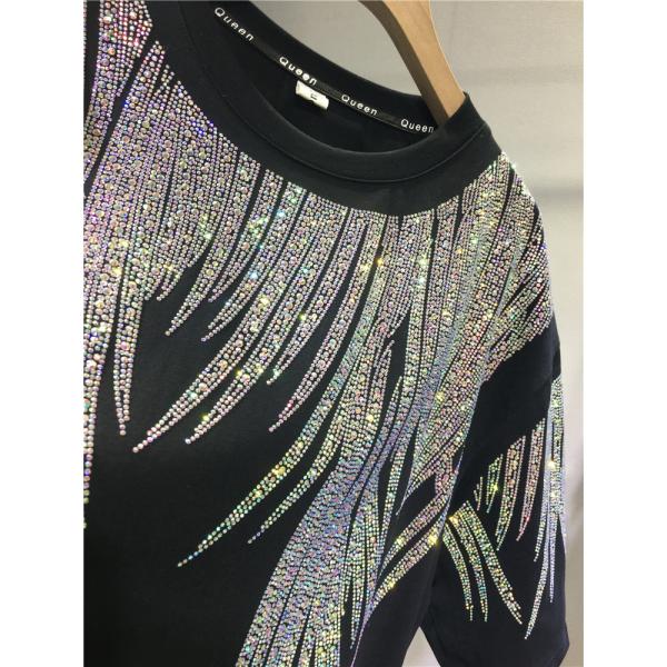 Personalised Rhinestone T Shirts Women'S Graphic 300gsm Cotton Short Sleeves