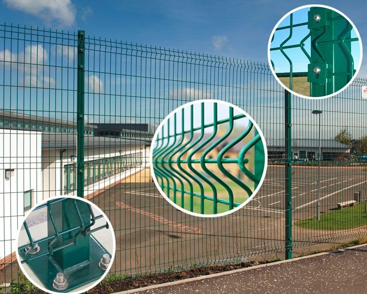 Architectural 3D Security Fence Low Profile Ribbed Mesh With Color Match Finish