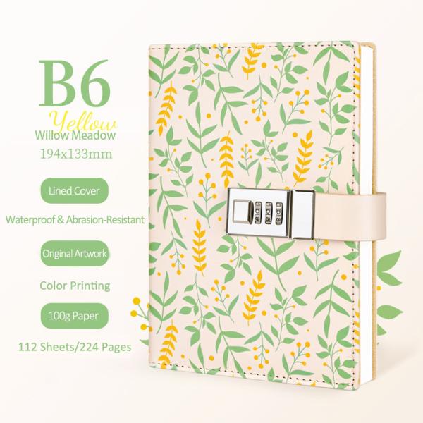 Vintage Flower Language Locking Notebook B6 Combination Lock Journal