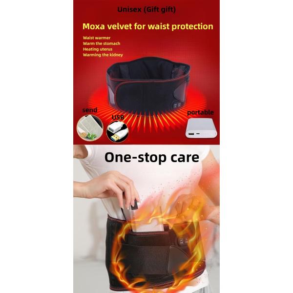 Infrared Physiotherapy Adjustable Hot Compress Lumbar Massage Lower Back Brace Belt for Pain Relief and Support in Blac