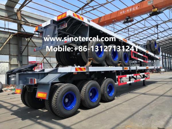 Flat Bed Semi Trailer with 12 R22.5 Radial Tires 30-60t Load Capacity and 3 Axles for Heavy Duty Transport