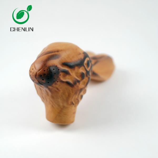 Cat Head Wooden Umbrella Handle Hand Carved Crack Resistant