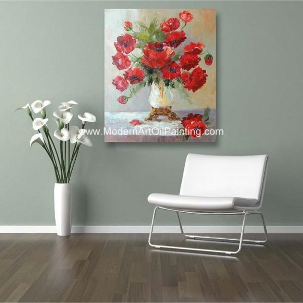 Modern Floral Palette Knife Oil Painting Still Life Canvas For Wall Decoration