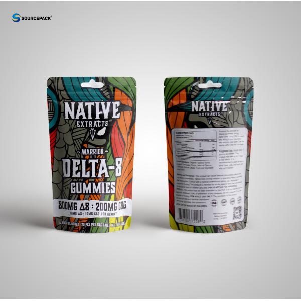 Emballage de mylar mat / brillant de qualité alimentaire avec imprimante personnalisée et fermeture à glissière facile d'accès