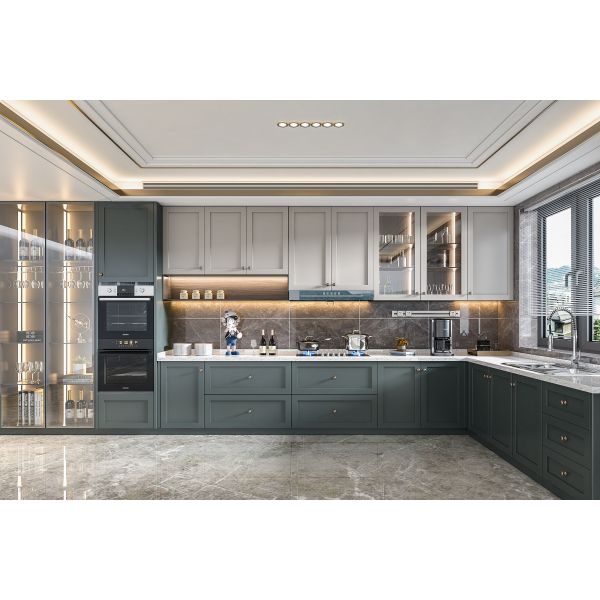 Melamine Kitchen Furniture with Island Design Multifunctional Modern Cabinet