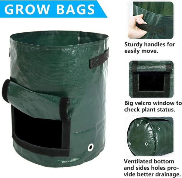 10 Gallon Potato Grow Bags, Planter Pouch Bags for Vegetables, Fruits and Flowers Flap Window, Garden Planting Bag