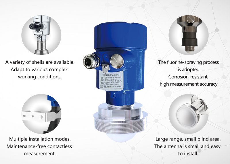 NYRD900 Wireless Radar Level Transmitter with GPRS signal for Hydrocarbon Compounds Mixed Gas