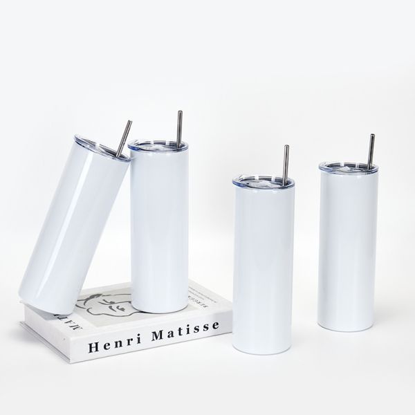 Blank Stainless Steel 20 Oz Sublimation Tumbler With Straw Bulk Skinny Straight