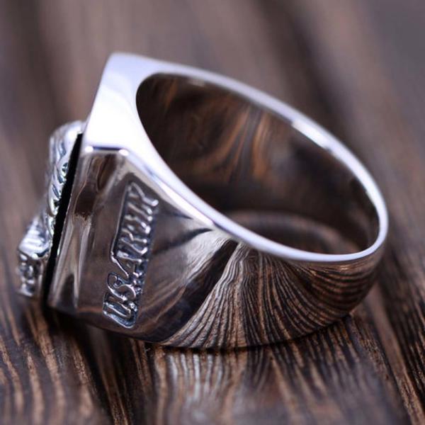 Retro Jewelry 925 Sterling Silver Engraved US Army Eagle Style Men Ring (XH052370)
