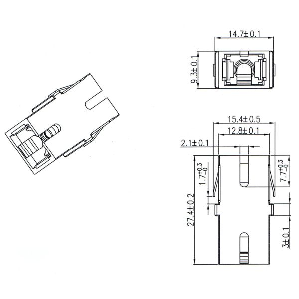 Simplex SC APC Flangeless Fiber Optic Adaptor with Inner Shutter for Low Insertion Loss and High Durability