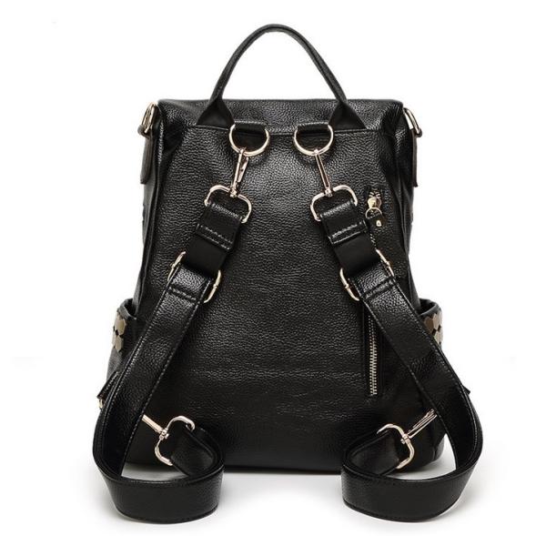Boutique fashion leather handbag shoulder bag black backpack female