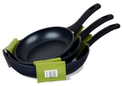 Promotion Durable Non-stick Ceramic Aluminum Kitchen Pots and Pans Set, 8, 9.5, 11 inch Black Color Fry Pan Set
