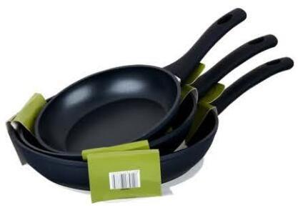 Promotion Durable Non-stick Ceramic Aluminum Kitchen Pots and Pans Set, 8, 9.5, 11 inch Black Color Fry Pan Set