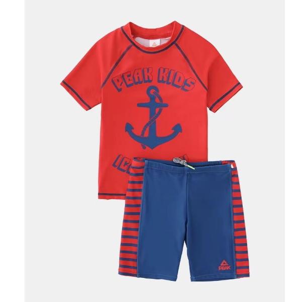 Живой Swimwear мальчиков устанавливает купальник мальчика рукава голубого разделения на открытом воздухе короткий