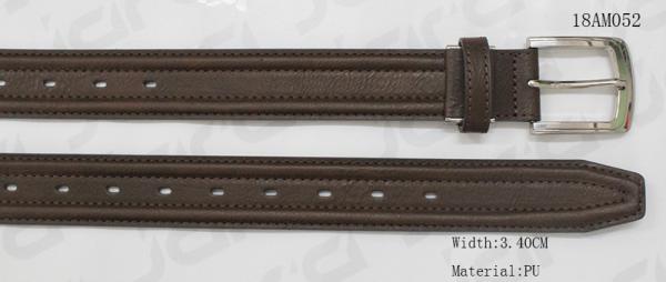 Dark Brown PU Mens Dress Belts With Clip Buckle / Wave Surface Decoration