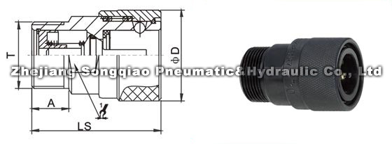 Single Handed Operation Hydraulic Connectors Fittings Black Q/ZB275-77 Metric Thread