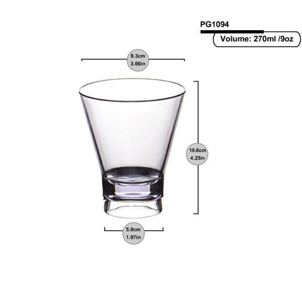 Old Fashioned Plastic Whisky Glasses 9oz SAN Plastic Stackable Rocks Glasses