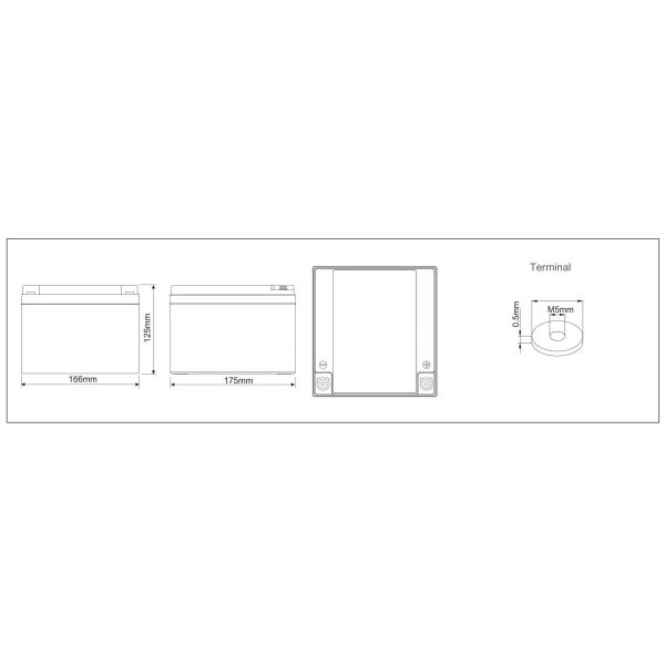 12 V 26 AH Top Terminal VRLA AGM Battery for General Purpose ， L175mm x W166mm x H125mm