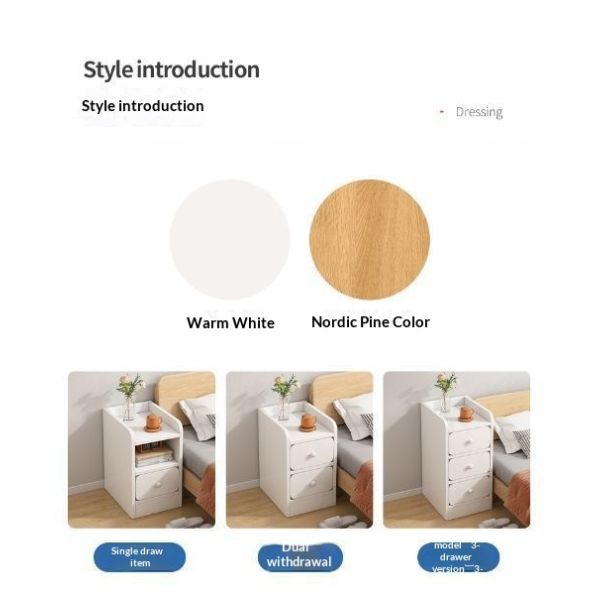 Modern Apartment Bedside Cabinet with 2 Drawers Multi-Functional Wooden Nightstand for Bedroom Storage