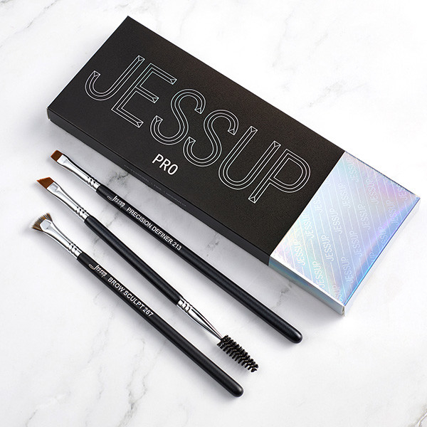 Jessup 3pcs Basic Makeup Brushes Set With Birch Wooden Handle