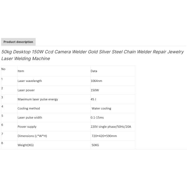 Mini Jewelry Laser Welding Machine 100W for Gold Silver Earrings Yag Welding 510*295*395mm