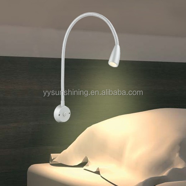 Wall Mounted 1W LED Kids Bed Reading Light with Flexible Goose Neck and Chrome Plating