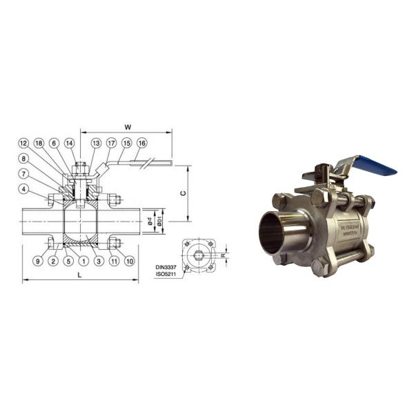 Stainless Steel 316 L Sanitary Ball Valve in Welding Ends For Beer Industry