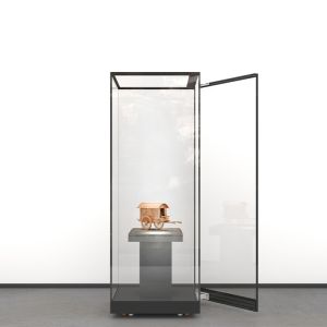 Custom Frameless Glass Freestanding Display Cabinet Museum Showcase for Exhibitions