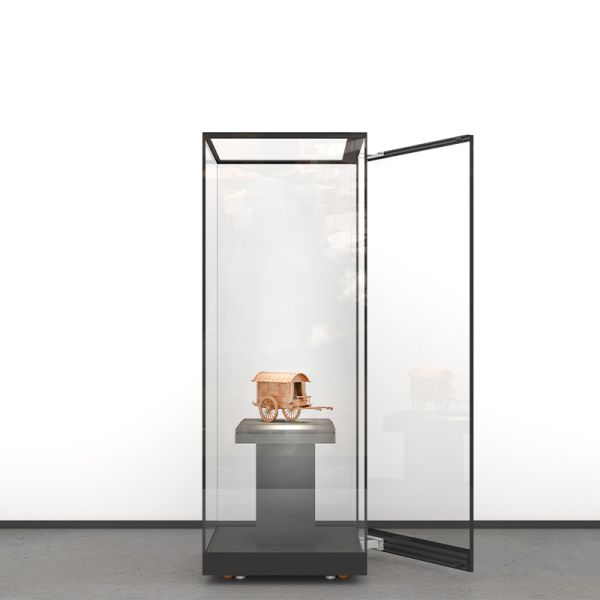 Transparent Museum Style Display Case Full View For Antiques Porcelain Storage