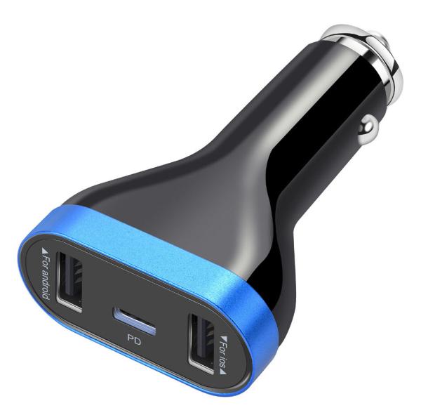 3.1A 3 Ports USB Car Charger Adapter Type C 30W Eco Friendly