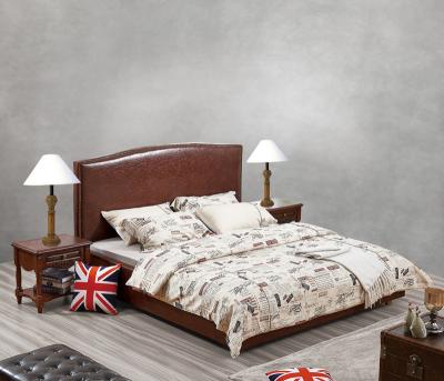 Glassic design of Leisure Bedroom Furniture Upholstered Headboard Bed by True Leather with High density Sponge covered